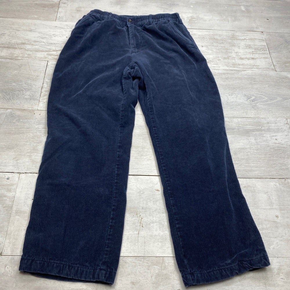 Haband Ice House Corduroy Pants Mens 36 Navy Blue Flannel Lined Slacks Warm 03T